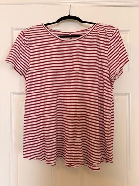 Nordstrom Caslon Red and White Striped Short Sleeve Tee